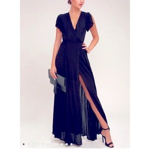 Black Lulus Wrap Maxi Dress